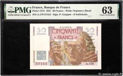 50 Francs LE VERRIER FRANCE  1951 F.20.18