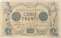 5 Francs NOIR FRANCE  1873 F.01.15 VG