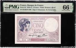 5 Francs FEMME CASQUÉE modifié FRANCE  1940 F.04.15