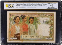 100 Piastres - 100 Riels FRENCH INDOCHINA  1954 P.097 VF+