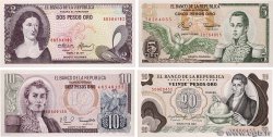 2 à 20 Pesos oro Lot COLOMBIE  1987 P.406f, P.407g, P.409d et P.413b