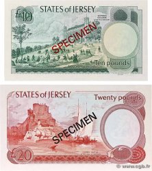 10 et 20 Pounds Spécimen JERSEY  1976 P.13as et P.14as-Cs1 NEUF