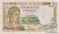 50 Francs CÉRÈS FRANCIA  1937 F.17.40