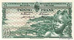 20 Francs BELGIAN CONGO  1957 P.31 AU-