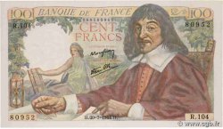 100 Francs DESCARTES FRANCE  1944 F.27.06