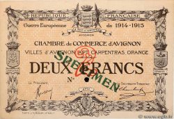 2 Francs Spécimen FRANCE regionalismo y varios Avignon 1915 JP.018.12