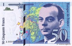 50 Francs SAINT-EXUPÉRY Petit numéro FRANCE  1992 F.72.01aA1 UNC