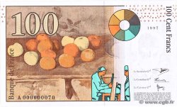 100 Francs CÉZANNE Petit numéro FRANCE  1997 F.74.01A UNC