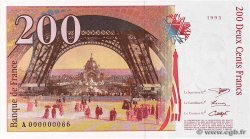200 Francs EIFFEL Petit numéro FRANCE  1995 F.75.01A UNC