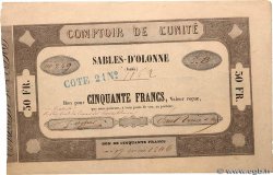 50 Francs FRANCE régionalisme et divers Sables-d&nbsp;Olonne 1846 F.- pr.SUP