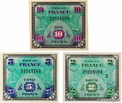 2 à 10 Francs DRAPEAU Lot FRANCE  1944 VF.16/17/18.01 UNC-