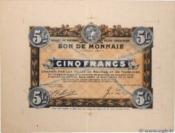 5 Francs Épreuve FRANCE régionalisme et divers Roubaix Tourcoing 1916 JP.59-2100 SUP+