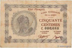 50 Centimes MINES DOMANIALES DE LA SARRE Petit numéro FRANCE  1920 VF.50.03 B+