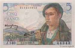 5 Francs BERGER Lot FRANCE  1945 F.05.06