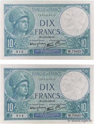 10 Francs MINERVE modifié Consécutifs FRANCE  1939 F.07.10 UNC-