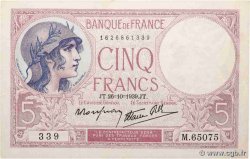 5 Francs FEMME CASQUÉE modifié FRANCE  1939 F.04.13