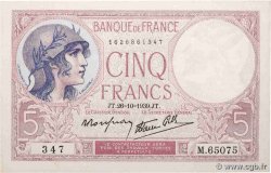 5 Francs FEMME CASQUÉE modifié FRANCE  1939 F.04.13