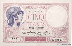 5 Francs FEMME CASQUÉE modifié FRANCE  1939 F.04.13