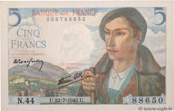 5 Francs BERGER FRANCE  1943 F.05.02