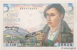 5 Francs BERGER FRANCE  1943 F.05.05