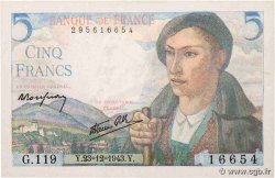 5 Francs BERGER FRANCE  1943 F.05.05