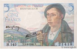 5 Francs BERGER FRANKREICH  1945 F.05.06