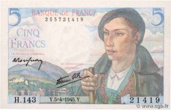 5 Francs BERGER FRANKREICH  1945 F.05.06