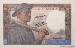 10 Francs MINEUR FRANCE  1942 F.08.03 UNC-