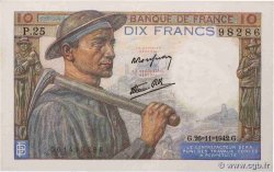10 Francs MINEUR FRANCE  1942 F.08.06