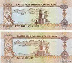 5 Dirhams Lot ÉMIRATS ARABES UNIS  2009 P.26a et P.26d TTB+