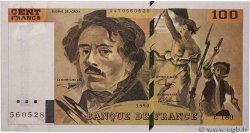 100 Francs DELACROIX imprimé en continu Fauté FRANCE  1990 F.69bis.02d NEUF