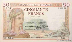 50 Francs CÉRÈS modifié Numéro spécial FRANCE  1940 F.18.41
