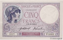 5 Francs FEMME CASQUÉE FRANCE  1918 F.03.02