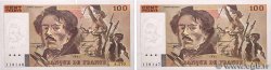100 Francs DELACROIX 442-1 & 442-2 Lot FRANCE  1994 F.69ter.01b