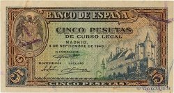 5 Pesetas ESPAGNE  1940 P.123a