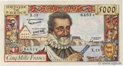 5000 Francs HENRI IV FRANCE  1957 F.49.02 VF-