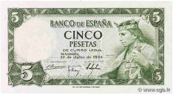 5 Pesetas ESPAGNE  1954 P.146a
