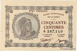 50 Centimes MINES DOMANIALES DE LA SARRE FRANCE  1920 VF.50.01 XF-