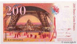 200 Francs EIFFEL Sans STRAP Fauté FRANCIA  1996 F.75f4.02 AU