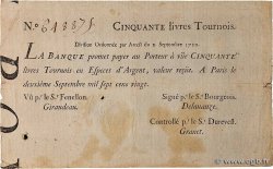 50 Livres Tournois typographié FRANCE  1720 Dor.24 pr.TTB