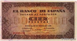 100 Pesetas SPAIN  1938 P.113a XF+