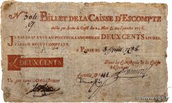 200 Livres FRANCE  1786 Laf.100 B
