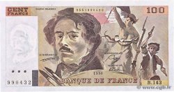 100 Francs DELACROIX imprimé en continu FRANCE  1990 F.69bis.01bB UNC-