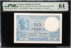 10 Francs MINERVE FRANCE  1918 F.06.03 UNC-