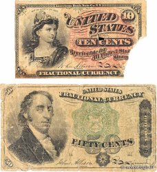 10 et 50 Cents Lot ESTADOS UNIDOS DE AMÉRICA  1863 P.115 et P.121