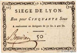 50 Sous FRANCE regionalism and miscellaneous Lyon 1793 Kol.137b UNC-