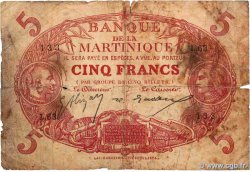 5 Francs Cabasson rouge MARTINIQUE  1919 P.06A