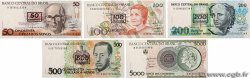 50 Cruzeiros sur 50 Cruzados Novos au 500 Cruzeiros sur 500 Cruzados Novos et 5000 Cruzeiros Lot BRASILE  1990 P.223 au P.227 
