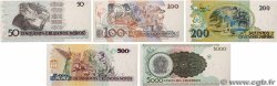 50 Cruzeiros sur 50 Cruzados Novos au 500 Cruzeiros sur 500 Cruzados Novos et 5000 Cruzeiros Lot BRASILE  1990 P.223 au P.227  FDC
