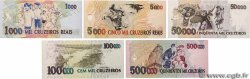 50/50000, 100/100000, 500/500000 Cruzeiros Reais sur Cruzeiros, et 1000, 5000 Cruzeiros Reais Lot BRASILE  1993 P.237 au P.241 FDC